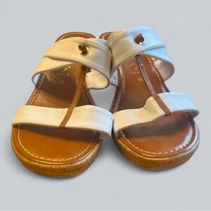 Italian Shoemakers White and Brown Leather Sandals